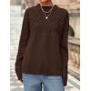imagePRETTYGARDEN Womens Oversized Cable Knit Sweater 2025 Fall Long Sleeve Crewneck Chunky Pullover Tops Winter ClothesBrown
