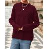 imagePRETTYGARDEN Womens Oversized Cable Knit Sweater 2025 Fall Long Sleeve Crewneck Chunky Pullover Tops Winter ClothesBurgundy