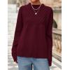imagePRETTYGARDEN Womens Oversized Cable Knit Sweater 2025 Fall Long Sleeve Crewneck Chunky Pullover Tops Winter ClothesBurgundy