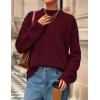 imagePRETTYGARDEN Womens Oversized Cable Knit Sweater 2025 Fall Long Sleeve Crewneck Chunky Pullover Tops Winter ClothesBurgundy