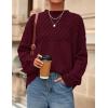 imagePRETTYGARDEN Womens Oversized Cable Knit Sweater 2025 Fall Long Sleeve Crewneck Chunky Pullover Tops Winter ClothesBurgundy
