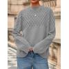 imagePRETTYGARDEN Womens Oversized Cable Knit Sweater 2025 Fall Long Sleeve Crewneck Chunky Pullover Tops Winter ClothesGrey
