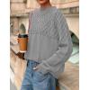 imagePRETTYGARDEN Womens Oversized Cable Knit Sweater 2025 Fall Long Sleeve Crewneck Chunky Pullover Tops Winter ClothesGrey