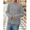 imagePRETTYGARDEN Womens Oversized Cable Knit Sweater 2025 Fall Long Sleeve Crewneck Chunky Pullover Tops Winter ClothesGrey