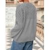 imagePRETTYGARDEN Womens Oversized Cable Knit Sweater 2025 Fall Long Sleeve Crewneck Chunky Pullover Tops Winter ClothesGrey