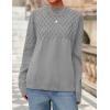 imagePRETTYGARDEN Womens Oversized Cable Knit Sweater 2025 Fall Long Sleeve Crewneck Chunky Pullover Tops Winter ClothesGrey