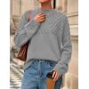 imagePRETTYGARDEN Womens Oversized Cable Knit Sweater 2025 Fall Long Sleeve Crewneck Chunky Pullover Tops Winter ClothesGrey