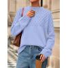 imagePRETTYGARDEN Womens Oversized Cable Knit Sweater 2025 Fall Long Sleeve Crewneck Chunky Pullover Tops Winter ClothesLight Blue