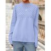 imagePRETTYGARDEN Womens Oversized Cable Knit Sweater 2025 Fall Long Sleeve Crewneck Chunky Pullover Tops Winter ClothesLight Blue