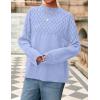 imagePRETTYGARDEN Womens Oversized Cable Knit Sweater 2025 Fall Long Sleeve Crewneck Chunky Pullover Tops Winter ClothesLight Blue