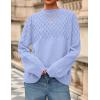 imagePRETTYGARDEN Womens Oversized Cable Knit Sweater 2025 Fall Long Sleeve Crewneck Chunky Pullover Tops Winter ClothesLight Blue