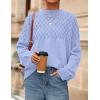imagePRETTYGARDEN Womens Oversized Cable Knit Sweater 2025 Fall Long Sleeve Crewneck Chunky Pullover Tops Winter ClothesLight Blue