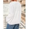 imagePRETTYGARDEN Womens Oversized Cable Knit Sweater 2025 Fall Long Sleeve Crewneck Chunky Pullover Tops Winter ClothesWhite