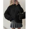 imagePRETTYGARDEN Womens Oversized Fall Sweaters 2025 Casual Long Sleeve Crewneck Chunky Cable Knit Pullover Tops Winter ClothesBlack