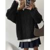 imagePRETTYGARDEN Womens Oversized Fall Sweaters 2025 Casual Long Sleeve Crewneck Chunky Cable Knit Pullover Tops Winter ClothesBlack