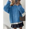 imagePRETTYGARDEN Womens Oversized Fall Sweaters 2025 Casual Long Sleeve Crewneck Chunky Cable Knit Pullover Tops Winter ClothesBlue