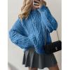 imagePRETTYGARDEN Womens Oversized Fall Sweaters 2025 Casual Long Sleeve Crewneck Chunky Cable Knit Pullover Tops Winter ClothesBlue
