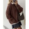 imagePRETTYGARDEN Womens Oversized Fall Sweaters 2025 Casual Long Sleeve Crewneck Chunky Cable Knit Pullover Tops Winter ClothesCoffee