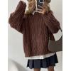 imagePRETTYGARDEN Womens Oversized Fall Sweaters 2025 Casual Long Sleeve Crewneck Chunky Cable Knit Pullover Tops Winter ClothesCoffee