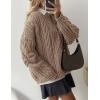 imagePRETTYGARDEN Womens Oversized Fall Sweaters 2025 Casual Long Sleeve Crewneck Chunky Cable Knit Pullover Tops Winter ClothesLight Khaki