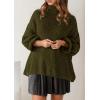 imagePRETTYGARDEN Womens Oversized Sweaters Fall Outfits 2025 Turtleneck Long Sleeve Slouchy Chunky Knit Sweater Pullover TopsArmy Green