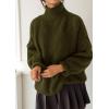 imagePRETTYGARDEN Womens Oversized Sweaters Fall Outfits 2025 Turtleneck Long Sleeve Slouchy Chunky Knit Sweater Pullover TopsArmy Green