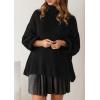 imagePRETTYGARDEN Womens Oversized Sweaters Fall Outfits 2025 Turtleneck Long Sleeve Slouchy Chunky Knit Sweater Pullover TopsBlack