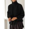imagePRETTYGARDEN Womens Oversized Sweaters Fall Outfits 2025 Turtleneck Long Sleeve Slouchy Chunky Knit Sweater Pullover TopsBlack