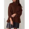 imagePRETTYGARDEN Womens Oversized Sweaters Fall Outfits 2025 Turtleneck Long Sleeve Slouchy Chunky Knit Sweater Pullover TopsBrown