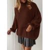 imagePRETTYGARDEN Womens Oversized Sweaters Fall Outfits 2025 Turtleneck Long Sleeve Slouchy Chunky Knit Sweater Pullover TopsBrown