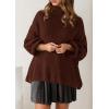 imagePRETTYGARDEN Womens Oversized Sweaters Fall Outfits 2025 Turtleneck Long Sleeve Slouchy Chunky Knit Sweater Pullover TopsBrown