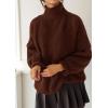 imagePRETTYGARDEN Womens Oversized Sweaters Fall Outfits 2025 Turtleneck Long Sleeve Slouchy Chunky Knit Sweater Pullover TopsBrown