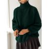 imagePRETTYGARDEN Womens Oversized Sweaters Fall Outfits 2025 Turtleneck Long Sleeve Slouchy Chunky Knit Sweater Pullover TopsDark Green