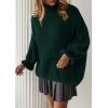 imagePRETTYGARDEN Womens Oversized Sweaters Fall Outfits 2025 Turtleneck Long Sleeve Slouchy Chunky Knit Sweater Pullover TopsDark Green