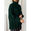 imagePRETTYGARDEN Womens Oversized Sweaters Fall Outfits 2025 Turtleneck Long Sleeve Slouchy Chunky Knit Sweater Pullover TopsDark Green