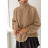 imagePRETTYGARDEN Womens Oversized Sweaters Fall Outfits 2025 Turtleneck Long Sleeve Slouchy Chunky Knit Sweater Pullover TopsKhaki