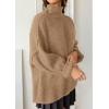 imagePRETTYGARDEN Womens Oversized Sweaters Fall Outfits 2025 Turtleneck Long Sleeve Slouchy Chunky Knit Sweater Pullover TopsKhaki