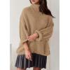 imagePRETTYGARDEN Womens Oversized Sweaters Fall Outfits 2025 Turtleneck Long Sleeve Slouchy Chunky Knit Sweater Pullover TopsKhaki