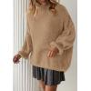imagePRETTYGARDEN Womens Oversized Sweaters Fall Outfits 2025 Turtleneck Long Sleeve Slouchy Chunky Knit Sweater Pullover TopsKhaki