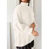 imagePRETTYGARDEN Womens Oversized Sweaters Fall Outfits 2025 Turtleneck Long Sleeve Slouchy Chunky Knit Sweater Pullover TopsWhite