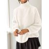 imagePRETTYGARDEN Womens Oversized Sweaters Fall Outfits 2025 Turtleneck Long Sleeve Slouchy Chunky Knit Sweater Pullover TopsWhite