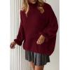 imagePRETTYGARDEN Womens Oversized Sweaters Fall Outfits 2025 Turtleneck Long Sleeve Slouchy Chunky Knit Sweater Pullover TopsWine Red