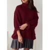 imagePRETTYGARDEN Womens Oversized Sweaters Fall Outfits 2025 Turtleneck Long Sleeve Slouchy Chunky Knit Sweater Pullover TopsWine Red