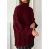 imagePRETTYGARDEN Womens Oversized Sweaters Fall Outfits 2025 Turtleneck Long Sleeve Slouchy Chunky Knit Sweater Pullover TopsWine Red