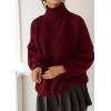 imagePRETTYGARDEN Womens Oversized Sweaters Fall Outfits 2025 Turtleneck Long Sleeve Slouchy Chunky Knit Sweater Pullover TopsWine Red