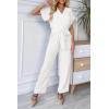 imagePRETTYGARDEN Womens Summer One Piece Jumpsuits Belted Short Sleeve Wrap V Neck Fashion Dressy Casual Wide Leg Pants RomperWhite