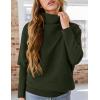 imagePRETTYGARDEN Womens Sweaters Fall Fashion 2025 Casual Loose Turtleneck Batwing Long Sleeve Knit Sweater Pullover TopsArmy Green