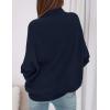 imagePRETTYGARDEN Womens Sweaters Fall Fashion 2025 Casual Loose Turtleneck Batwing Long Sleeve Knit Sweater Pullover TopsNavy