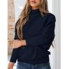 imagePRETTYGARDEN Womens Sweaters Fall Fashion 2025 Casual Loose Turtleneck Batwing Long Sleeve Knit Sweater Pullover TopsNavy