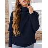 imagePRETTYGARDEN Womens Sweaters Fall Fashion 2025 Casual Loose Turtleneck Batwing Long Sleeve Knit Sweater Pullover TopsNavy